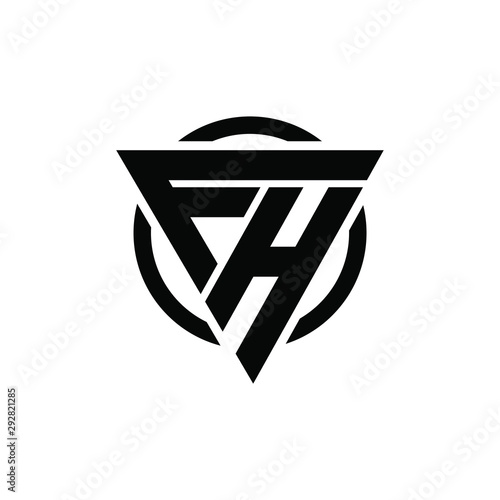 FH, HF Triangle Logo Circle Monogram Design Vector Super Hero Concept photo