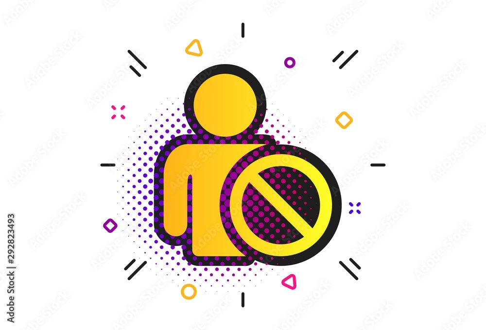 Blacklist sign icon. Halftone dots pattern. User not allowed symbol. Classic flat blacklist icon. Vector Blacklist sign icon. Halftone dots pattern. User not allowed symbol. Classic flat blacklist icon. Vector