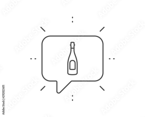 Champagne bottle line icon. Chat bubble design. Anniversary alcohol sign. Celebration event drink. Outline concept. Thin line champagne icon. Vector