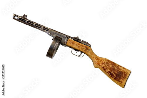 Retro soviet automatic machine gun from World War II isolated on white background photo