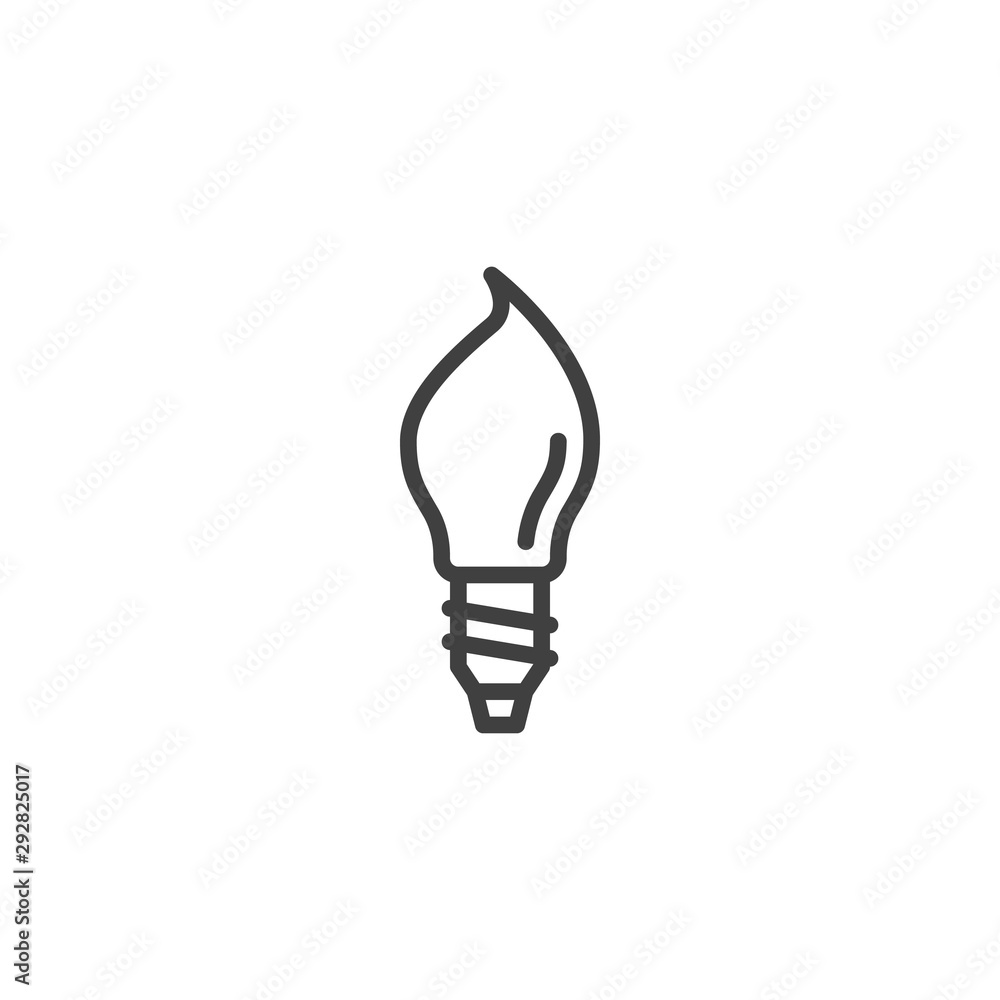 Candle shaped light bulb line icon. linear style sign for mobile concept and web design. Lamp outline vector icon. Symbol, logo illustration. Vector graphics Candle shaped light bulb line icon. linear style sign for mobile concept and web design. Lamp outline vector icon. Symbol, logo illustration. Vector graphics