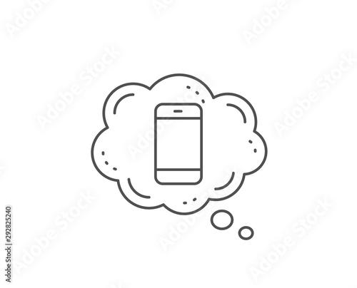 Smartphone icon. Chat bubble design. Cellphone or Phone sign. Ð¡ommunication Mobile device symbol. Outline concept. Thin line smartphone icon. Vector