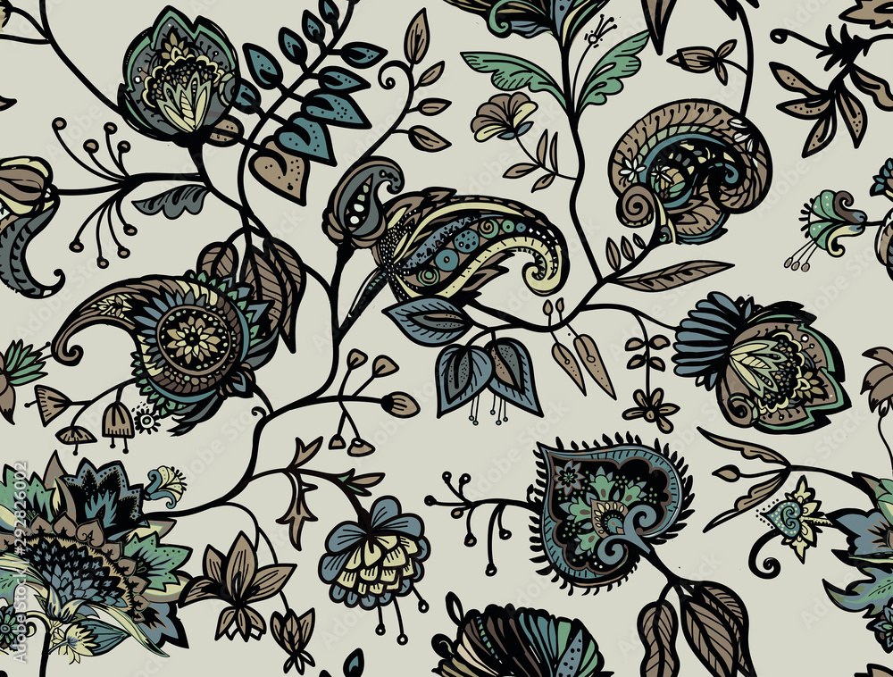 Fototapeta premium Seamless floral pattern paisley