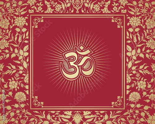aum syllable, paisley design ,Hinduism, India	