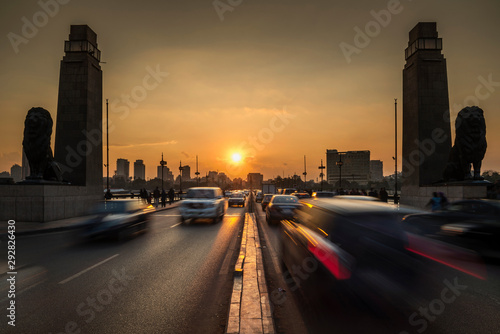 Sunset at the 6th October Bridge, Cairo, Egypt