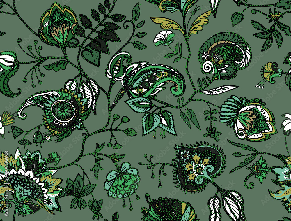 Fototapeta Seamless floral pattern paisley
