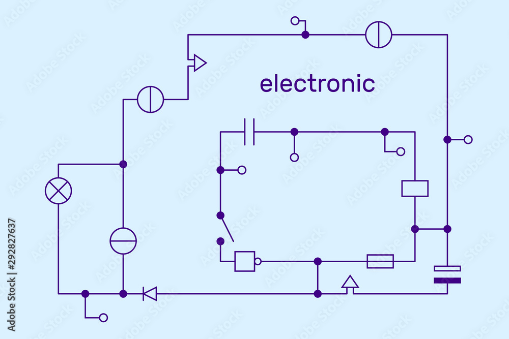 Fototapeta premium Electronic circuit scheme. Technology concept. Vector.