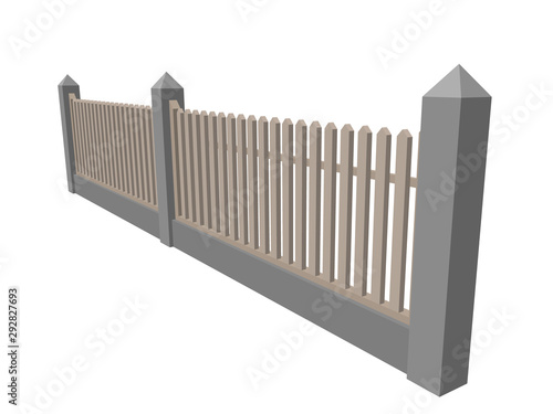 Wooden fence. Isolated on w...