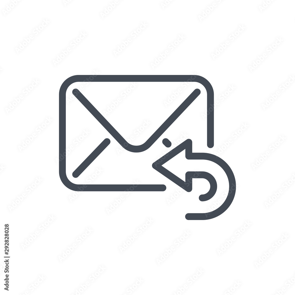 Reply mail line icon. Responding email vector outline sign.