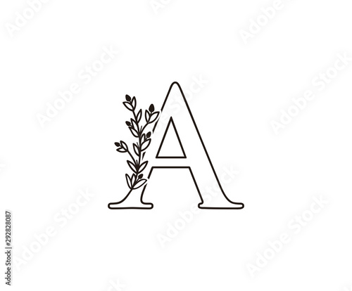 Nature letter A leaf icon logo design concept, A floral logo icon design. hand drawn floral with letter
