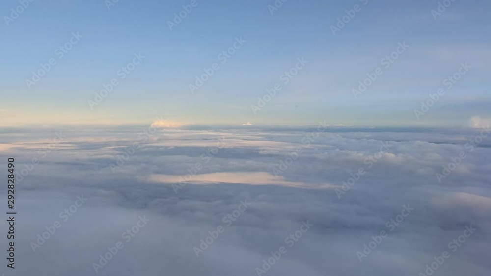 Cloudy skyline view from airplane window Cloudy skyline view from airplane window