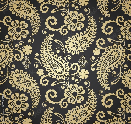 traditional paisley floral pattern , textile , Rajasthan, India	