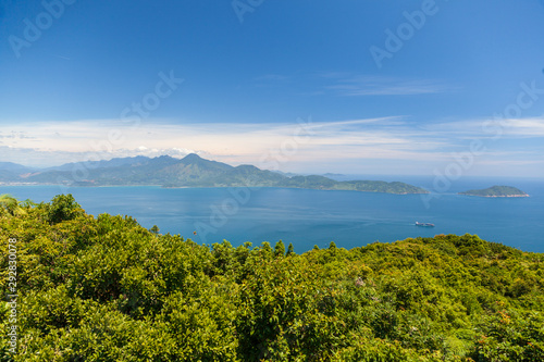 beautiful view from top of a mountain on the bay of Danang