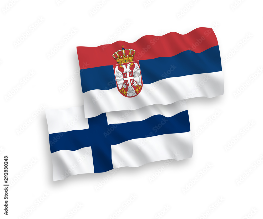 Flags of Finland and Serbia on a white background Flags of Finland and Serbia on a white background