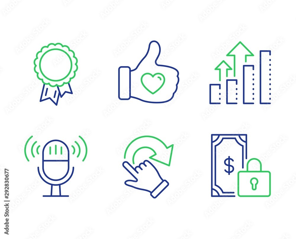 Success, Rotation gesture and Analysis graph line icons set. Microphone, Like hand and Private payment signs. Award reward, Undo, Targeting chart. Mic. Business set. Line success outline icons. Vector Success, Rotation gesture and Analysis graph line icons set. Microphone, Like hand and Private payment signs. Award reward, Undo, Targeting chart. Mic. Business set. Line success outline icons. Vector