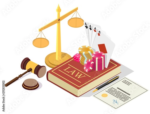 Casino gambling legalization vector concept isometric illustration
