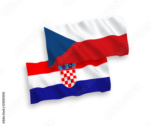 Flags of Czech Republic and Croatia on a white background