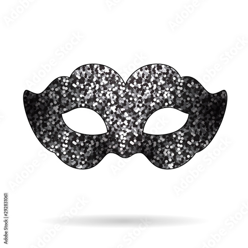 Carnival glittering mask icon. Masquerade, Mardi Gras or Night Party part of dressing. Mystery and secret concept design element