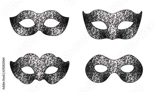 Carnival glittering mask icon. Masquerade, Mardi Gras or Night Party part of dressing. Mystery and secret concept design element