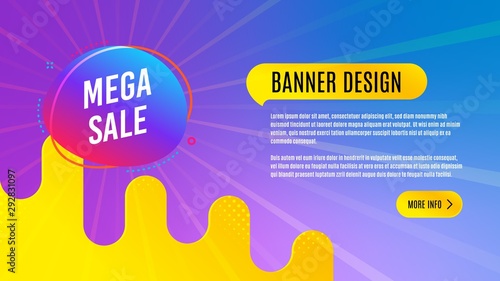 Mega sale badge. Discount banner shape. Coupon bubble icon. Abstract background design. Banner with offer badge. Vector