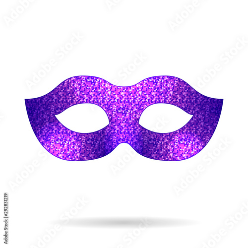 Carnival glittering mask icon. Masquerade, Mardi Gras or Night Party part of dressing. Mystery and secret concept design element © Marina