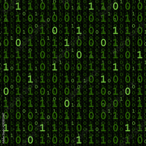 vector digital matrix. chlorine rifle green 0 1 numbers. dark repetitive background vector seamless pattern. programming computer binary code. technology concept. textile fabric swatch. wrapping paper © aghidel
