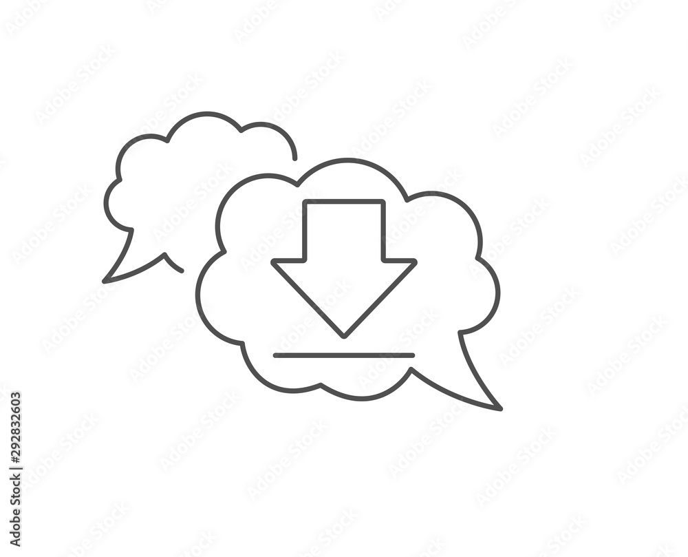 Download line icon. Chat bubble design. Internet Downloading sign. Load file symbol. Outline concept. Thin line downloading icon. Vector Download line icon. Chat bubble design. Internet Downloading sign. Load file symbol. Outline concept. Thin line downloading icon. Vector