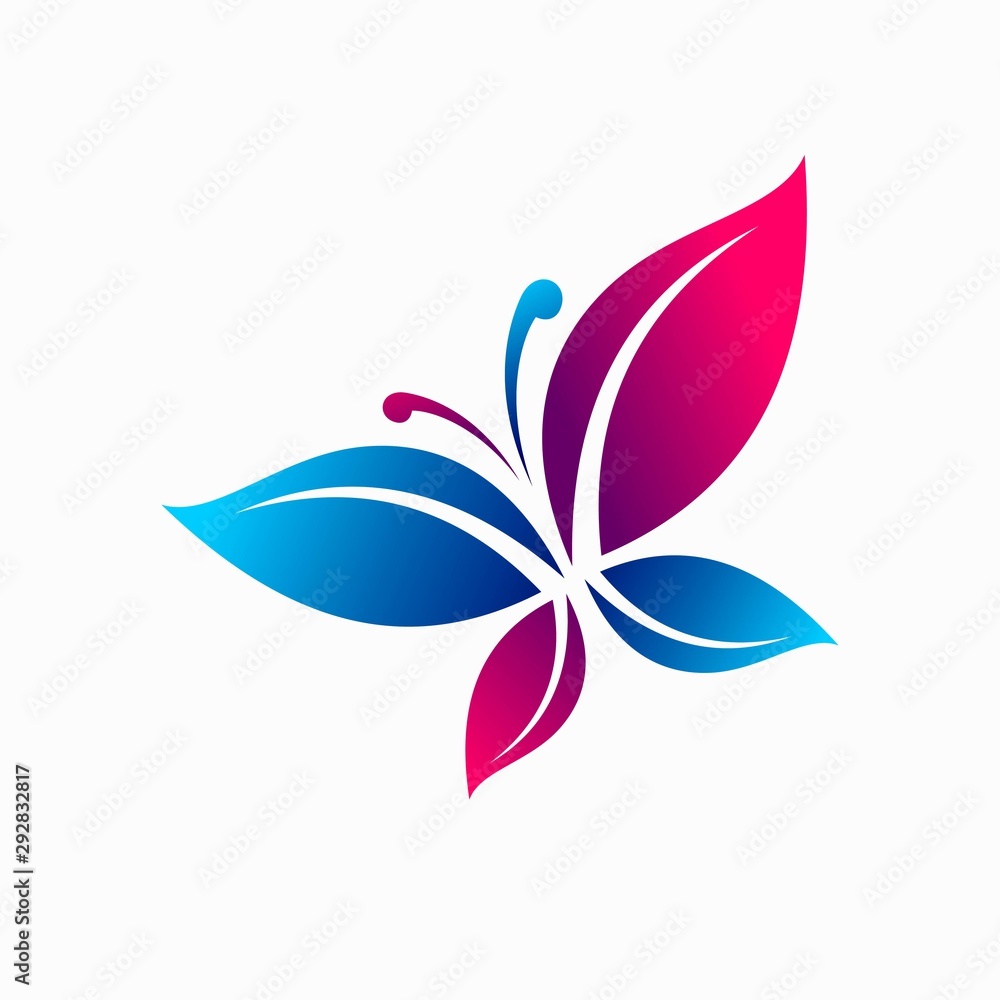 Green leaf formed butterfly logo