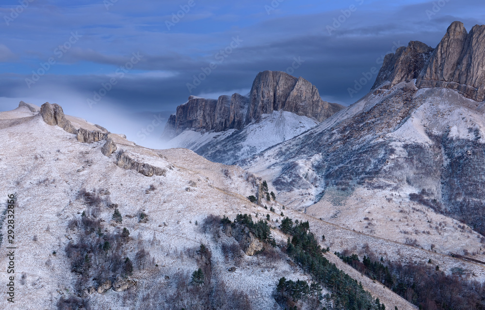 snow covered mountains