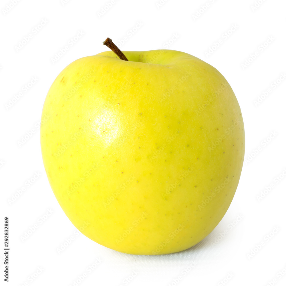 Yellow apple on white