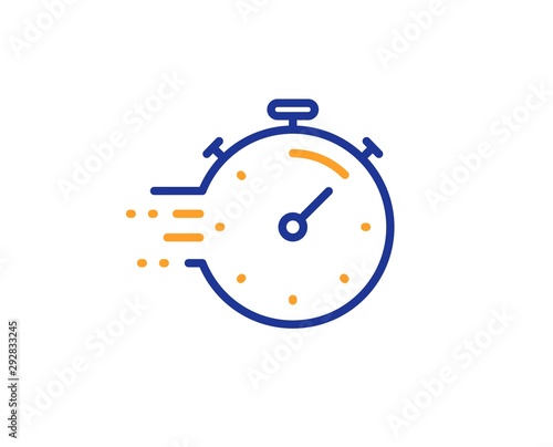 Time management sign. Timer line icon. Stopwatch symbol. Colorful outline concept. Blue and orange thin line timer icon. Vector