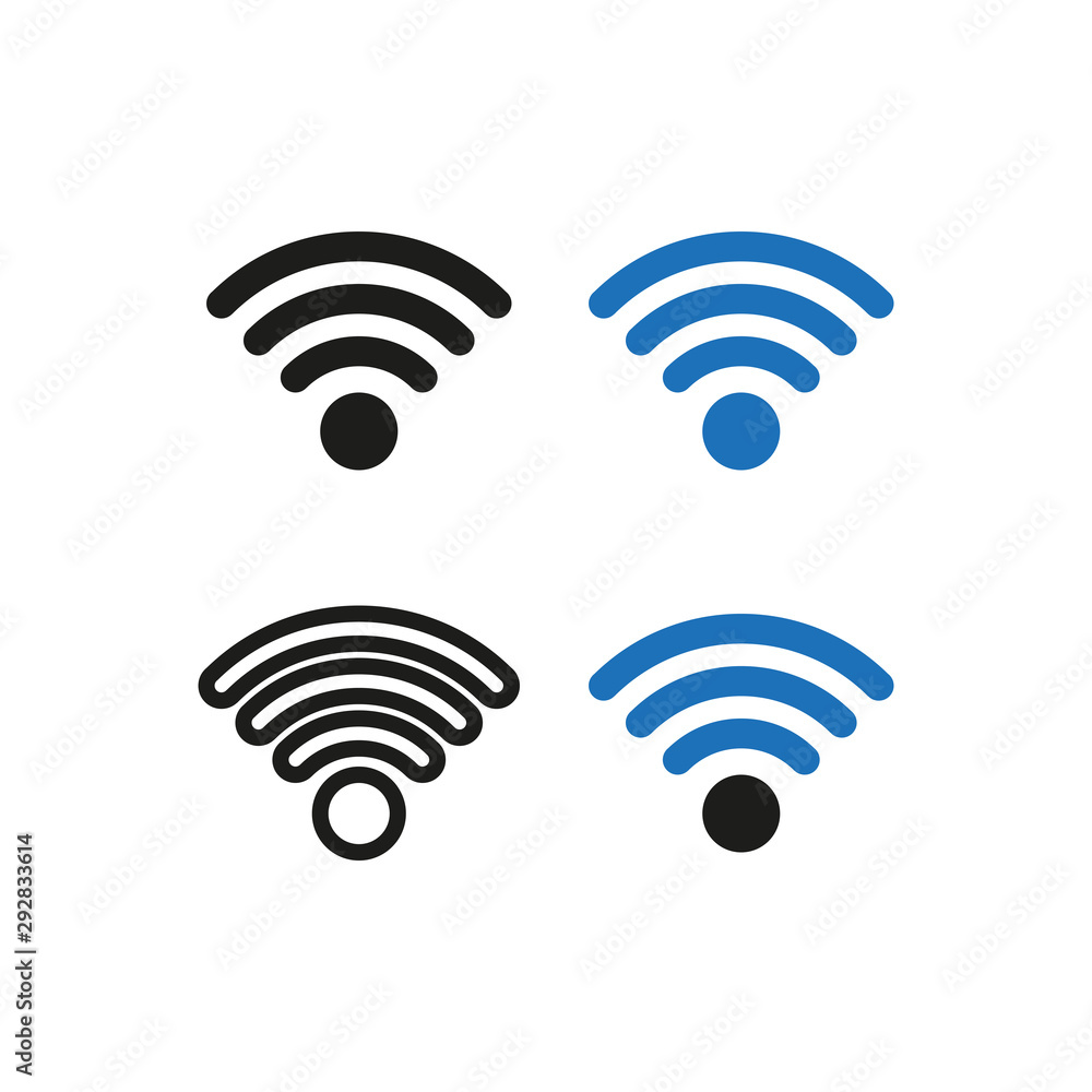Four variants of the Wi-Fi logo. Simple vector illustration Four variants of the Wi-Fi logo. Simple vector illustration