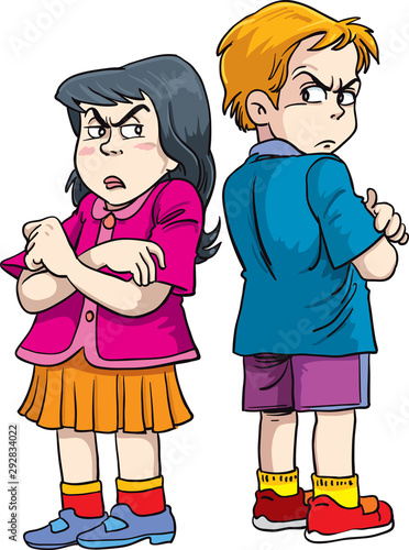 Girl and boy are offended after the quarrel