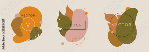 Vector set of abstract creative backgrounds in minimal trendy style with copy space for text - design templates for social media stories and bloggers