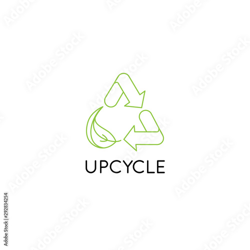 Vector logo design template and emblem in simple line style - upcycle