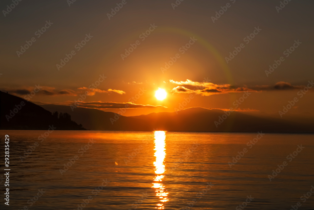 Dawn on lake Sevan in Armenia