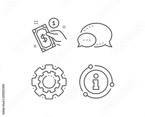 Payment method line icon. Chat bubble, info sign elements. Give cash money sign. Linear payment method outline icon. Information bubble. Vector
