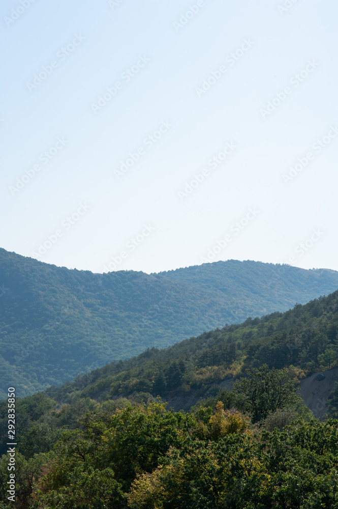 Obraz premium Mountains in Crimea. September. This place is located near the town of Sudak. Autumn in Crimea. the city of Feodosiya. Russia. Ukraine.