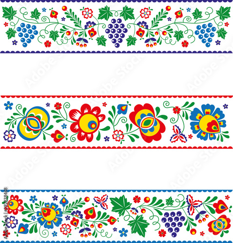 Vector slovak (slovacko) folk ornaments in strips photo