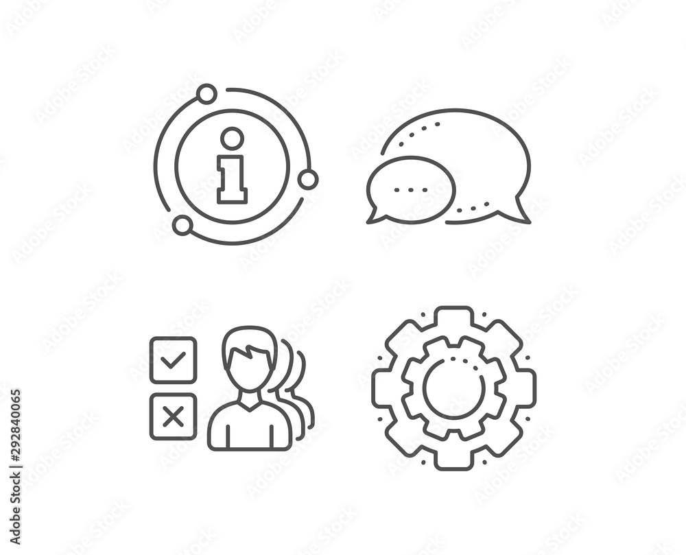 Choice line icon. Chat bubble, info sign elements. Select answer sign. Business test symbol. Linear opinion outline icon. Information bubble. Vector Choice line icon. Chat bubble, info sign elements. Select answer sign. Business test symbol. Linear opinion outline icon. Information bubble. Vector