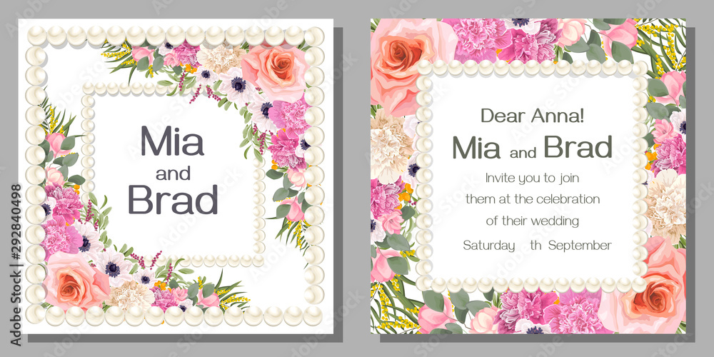 set of floral cards with flowers set of floral cards with flowers