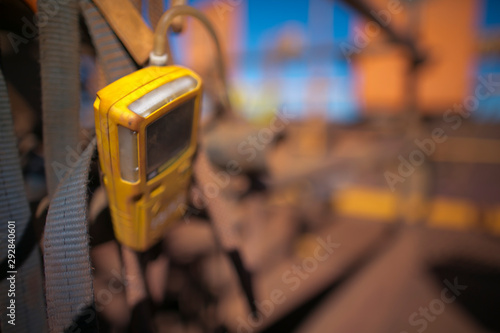 Using gas test detector monitoring at the entry point while rope access welder working as a hot work, welding in side the confined space at construction mine site, Perth, western of Australia 