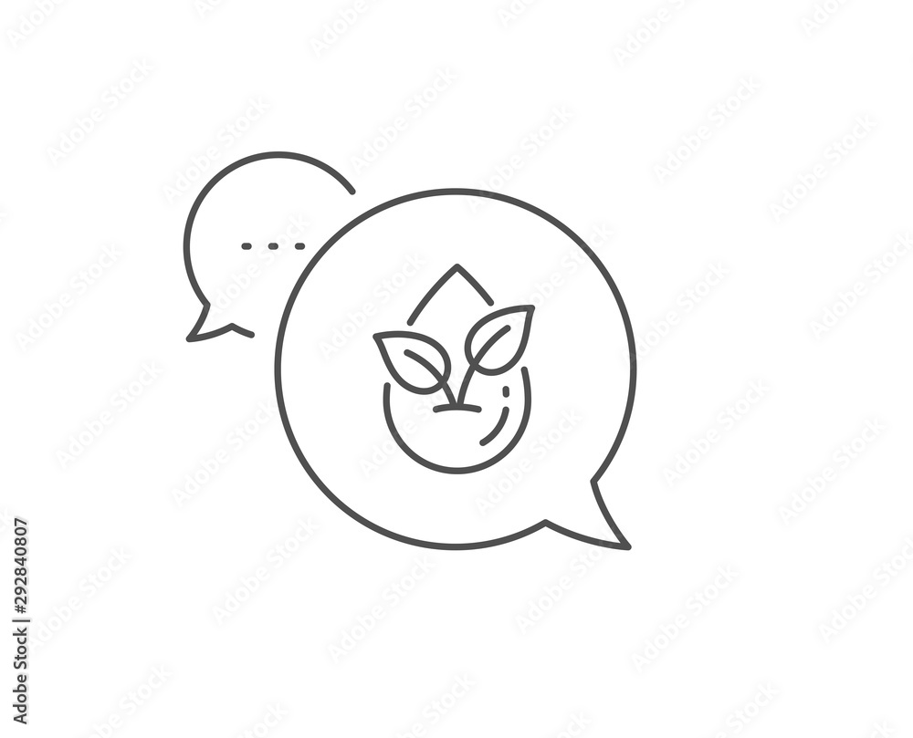 Organic product line icon. Chat bubble design. No artificial colors sign. Natural flavors symbol. Outline concept. Thin line organic product icon. Vector Organic product line icon. Chat bubble design. No artificial colors sign. Natural flavors symbol. Outline concept. Thin line organic product icon. Vector