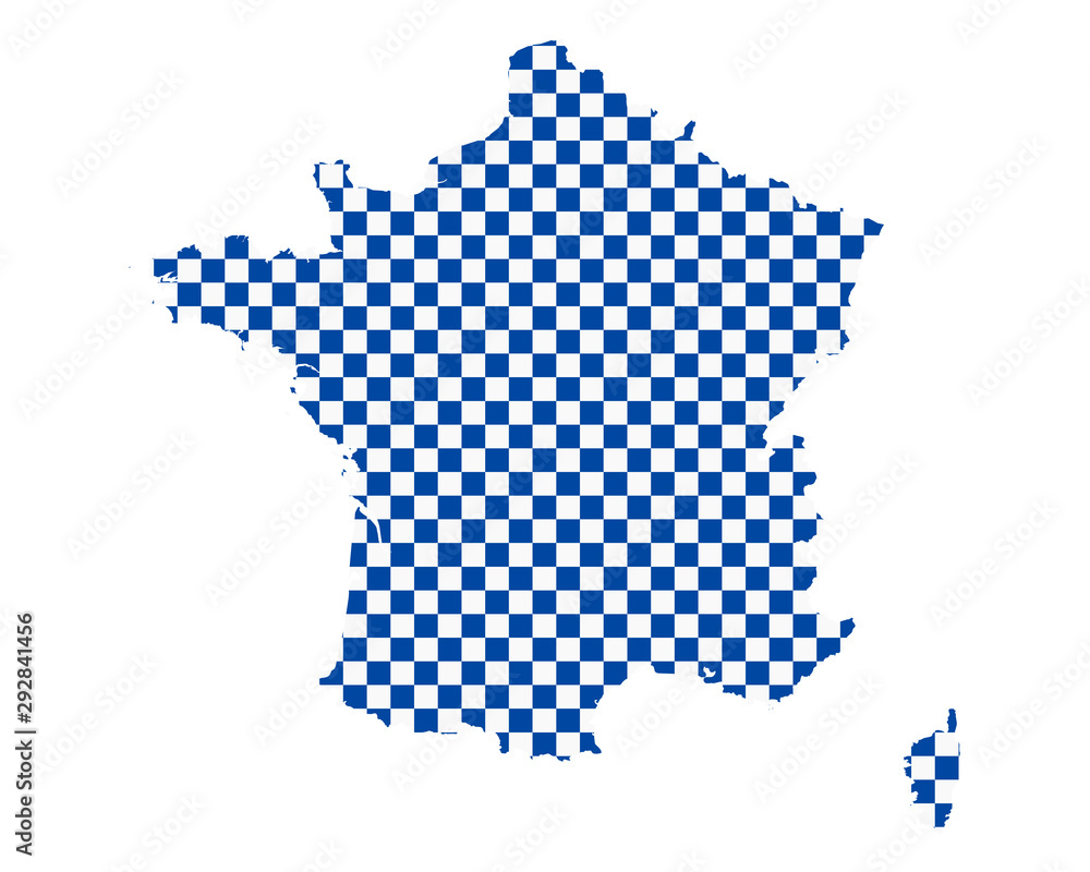 Karte von Frankreich in Schachbrettmuster