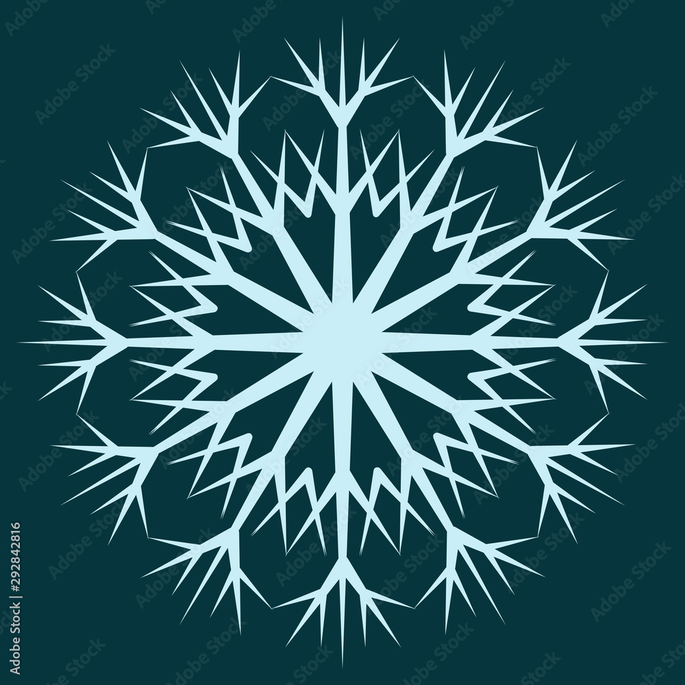 Decorative light blue snowflake for decoration of New Year and Christmas gifts, packaging. Blue background Decorative light blue snowflake for decoration of New Year and Christmas gifts, packaging. Blue background