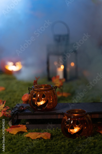 Halloween background, pumpkins