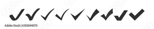 check mark collection. check mark black vector icons, isolated on white background. set of check mark vector icons in a row