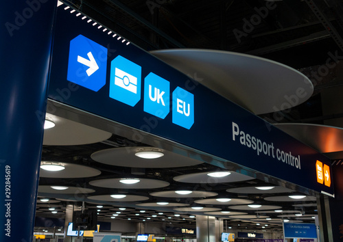 Passport Control and UK Border at Heathrow Airport London England photo