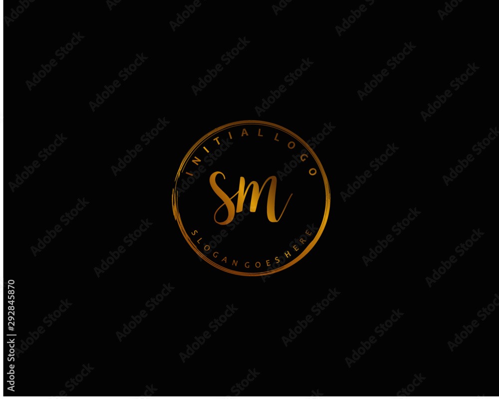 SM Initial handwriting logo vector