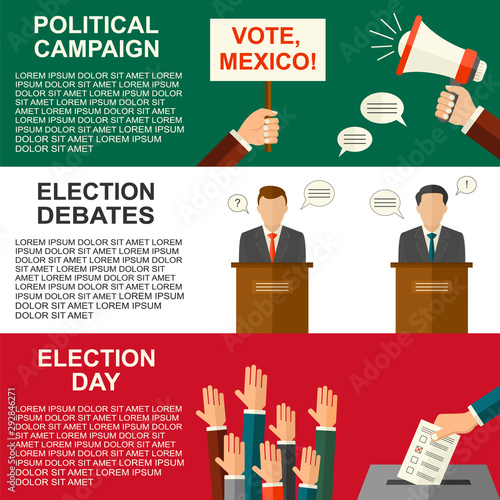 Elections and voting concept vector flat style background. Illustration for political campaign flyer, leaflets and websites.